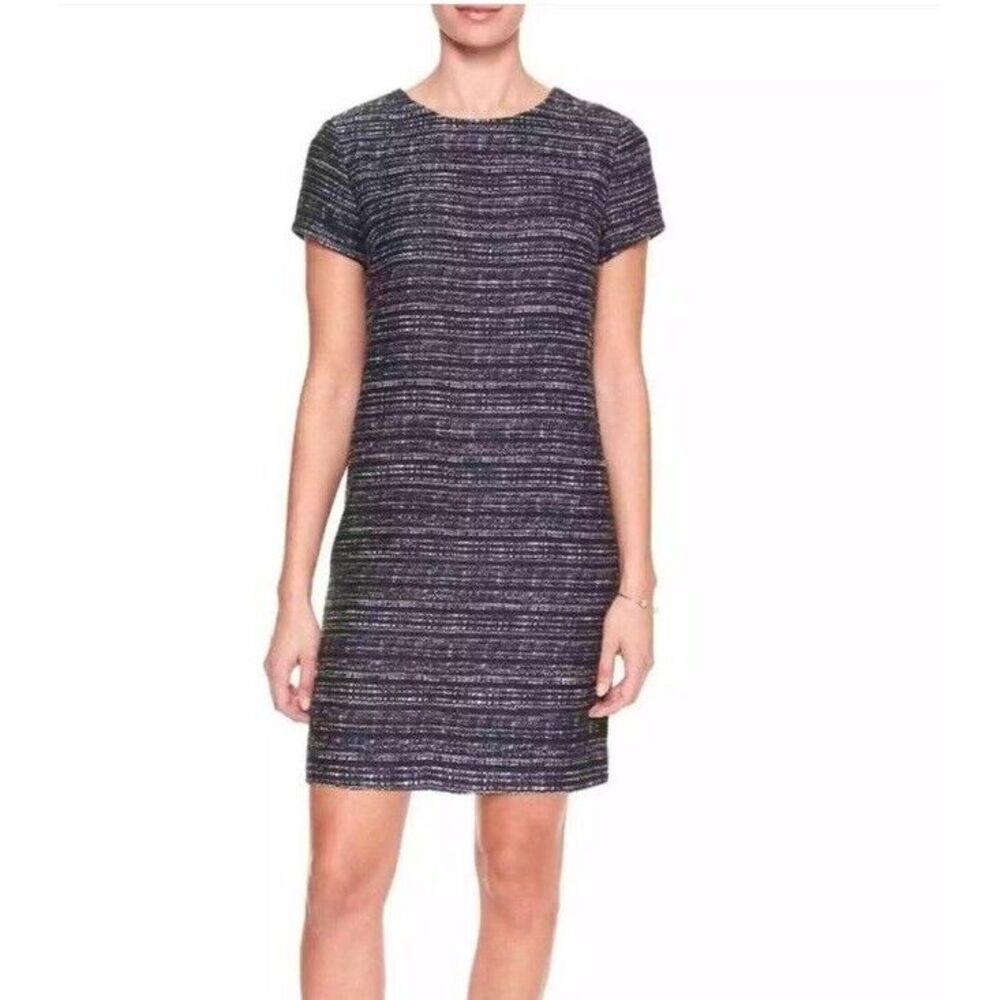 Banana Republic Navy Boucle Tweed‎ Shift Dress Sz 0